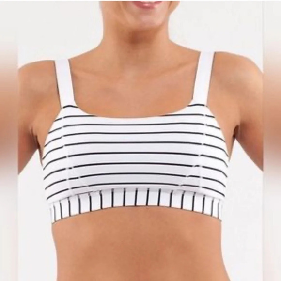 Lululemon Adjust Me Bra Quiet Stripe White Deep Indigo 21227 - Picture 1 of 10